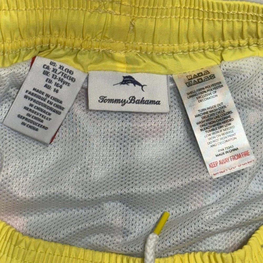 Tommy‎ Bahama Swim Trunks Kids XL 14 Blue Tropical Pineapple Floral Board Shorts